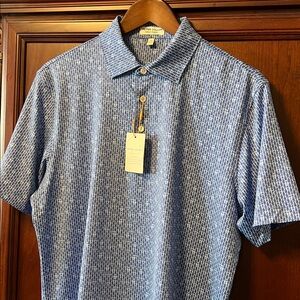 New Peter Millar Summer Comfort Crown Sport Active Blue Stretch Golf ⛳ Polo 👕!